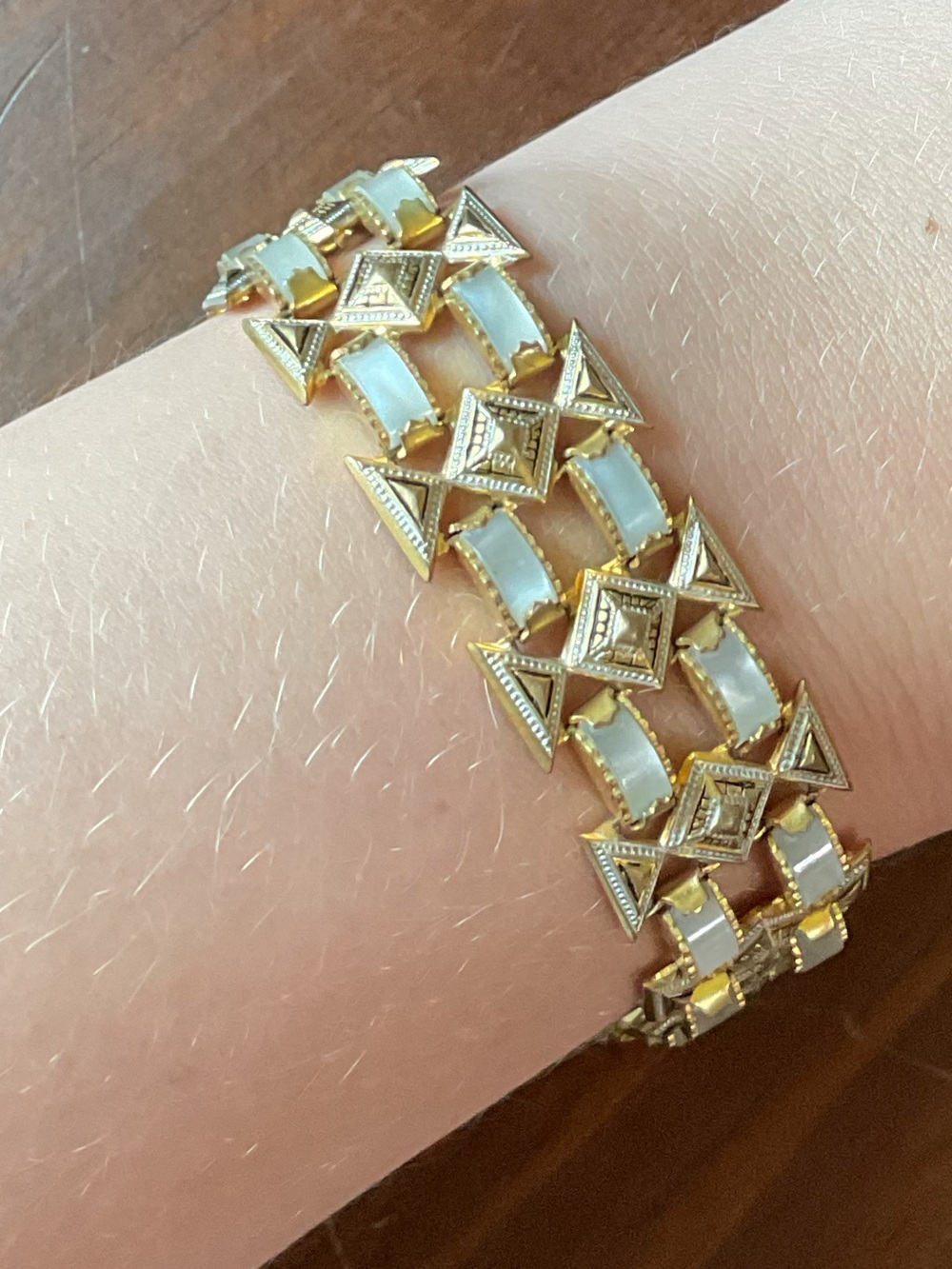 Vintage Spanish Damascene Linked Bracelet with Safety Chain